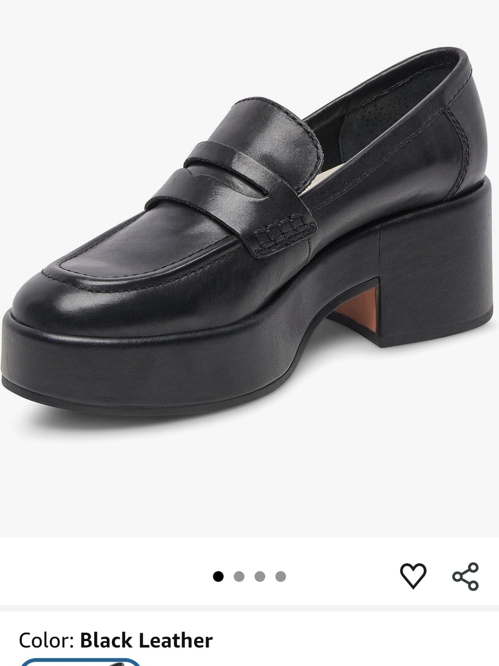 Dolce Vita Black Leather Platform Loafer Heels     NEW